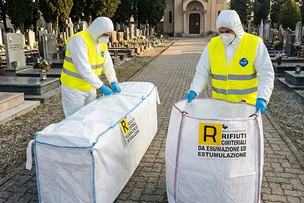 Contenitori big bags per rifiuti cimiteriali